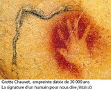 Grotte Chauvet : empreinte d'une main 30000 ans